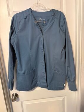 Butter Soft Dusky Blue Scrub Jacket